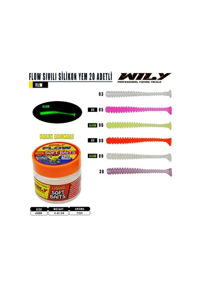 Wily Flow Sıvılı 48 Mm 20 Pcs Silikon Yem