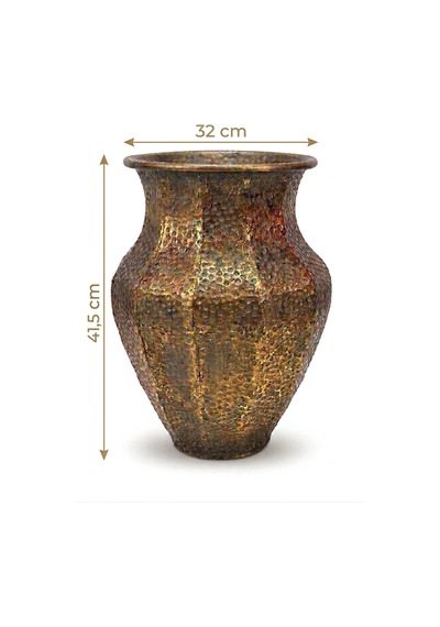 Panalı Pnl-mg89 M Metal Dekoratif Saksı 41,5 X 32 Cm Eskitme Gold