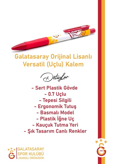 Galatasaray Lisanslı Lüks Versatil Uçlu Kalem 0.7 Kutulu 001