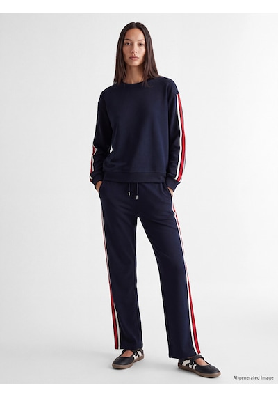 Lcw Everyday Lacivert Şeritli Soft Touch Kadın Sweatshirt