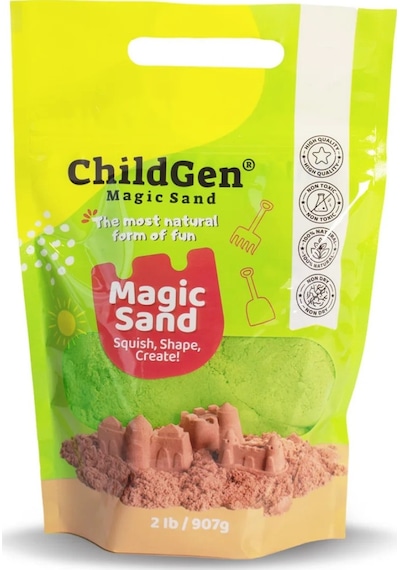 Childgen Doğal Kinetik Kum Refill Paket 907gr - Yeşil Yeşil