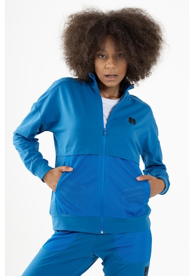 Maraton Sportswear Comfort Kadın Dik Yaka Düşük Kol Basic Saks Tracktop 22178-saks Saks Mavi