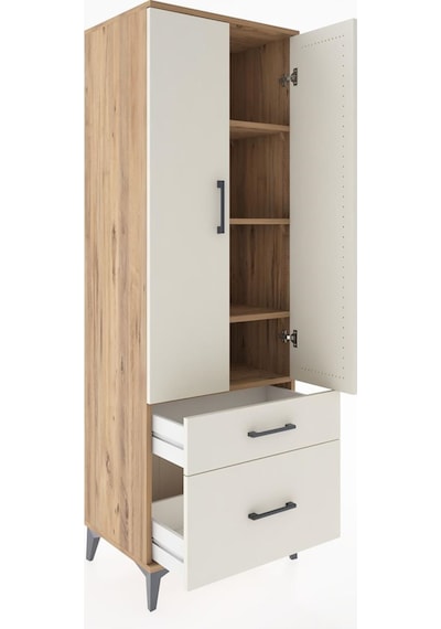 Hyperion Dolap 4 Raflı 2 Çekmeceli 2 Kapaklı 60x44x182 Çam-ay... Çam