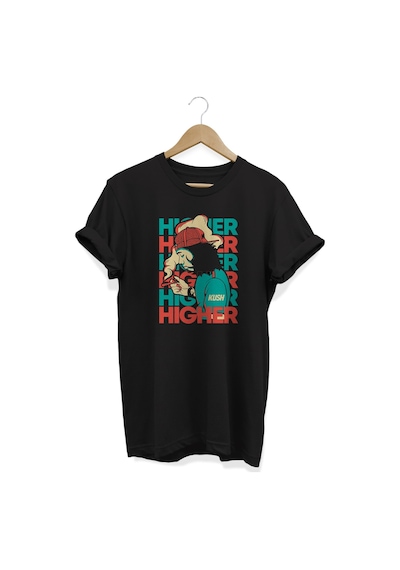 Higher Baskılı Siyah T-shirt Siyah