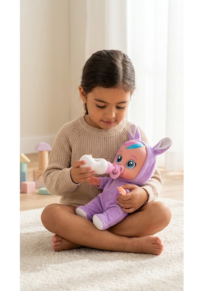 Ağlayan Ve Konuşan Et Bebek 20 Cm Su İçen Bebek Oyuncağı 3+ Yaş Lila