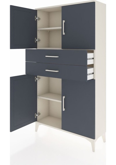 Arges Dolap 3 Raflı 2 Çekmeceli 4 Kapaklı 88x30x163 Aytaşı-antrasit Aytası