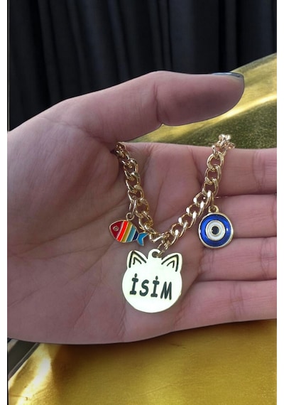 Kedi Tasması Isimli Kedi Tasması Zincirli Tasma Paslanmaz Çelik 1