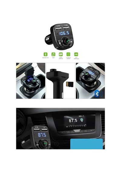 Transmitter Bt Usb Mp3 Micro Sd Kart Çakmaklık Müzik Çalar Araç Kiti X8 Siyah