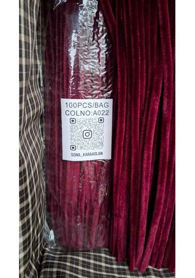 Renk Kod A022 Şönil 100 Lü Vişne Bordosu 30 Cm - Yoğun Tüylü Hobi Çubuğu Tel 100 Lü Paket