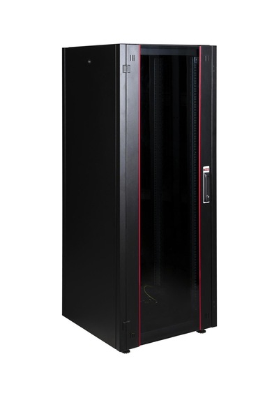 Lande Demonte 36u 600x600 Hyperline Dikili Tip Rack Kabinet Siyah Ön Cam Kapak / Tekerlekli