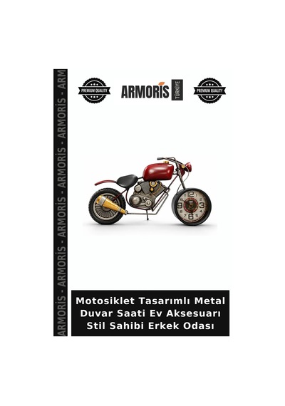 Motosiklet Tasarımlı Metal Duvar Saati Ev Aksesuarı Stil Sahibi Erkek Odası