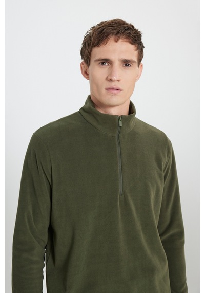 George Henry Anti-pilling Tüylenme Yapmayan Standart Fit Bato Yaka Soğuk Geçirmez Sweatshirt Polar Haki