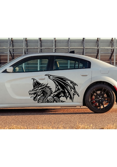 Ejderha Sticker - Araba Oto Motosiklet Karavan Cam Araç Sticker - 00232 30x17 Cm