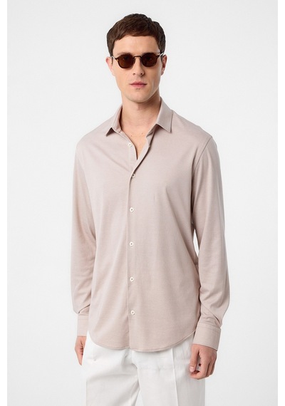 Antioch Slim Fit Erkek Gömlek Bej