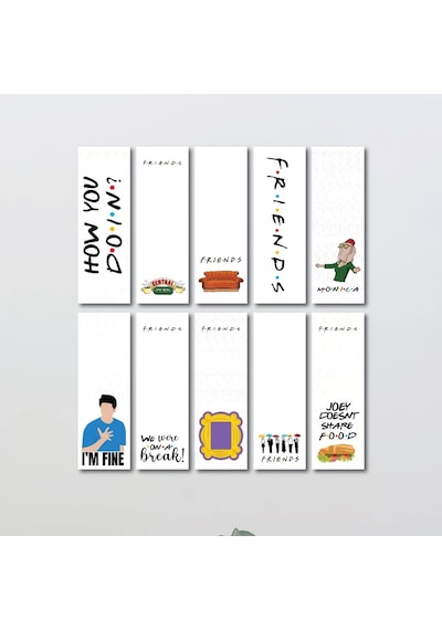 Friends Dizi Karakter Karışık Tasarım 10 Adet Kitap Ayraç Seti