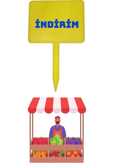 Yaz Sil Büyük Boy Sapla Bakliyat Etiketliği 25 Adet Manav Pazarcı 001 Sarı