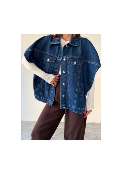 Blue Marlın Oversize Lacivert Yelek/panço Lacivert