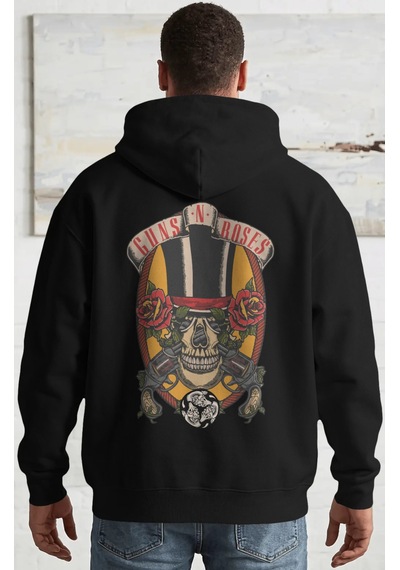 Sevbano Guns N' Roses Rock Metal Müzik Grubu Sırt Baskılı Unisex Oversize Siyah