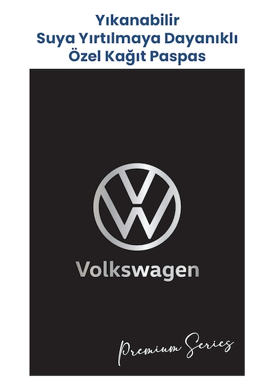 Yıkanabilir Kağıt Volkswagen Oto Paspas Kağıt Siyah Gümüş 50 Adet