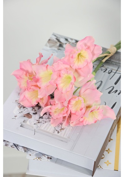 Yapay 9lu Nergis Buketi 40 Cm Pembe