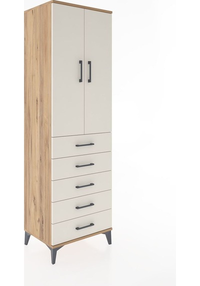 Hyperion Dolap 3 Raflı 5 Çekmeceli 2 Kapaklı 60x44x195 Çam-ay... Çam