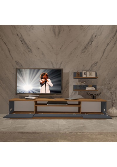 Decoraktiv Trio 4 Mdf Tv Ünitesi Tv Sehpası Ceviz - Antrasit