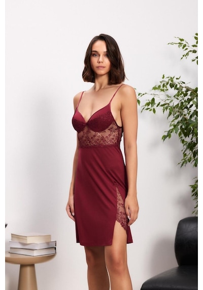 Pierre Cardin Bordo 6'lı Modal Gecelik Sabahlık Çeyiz Seti 5000 Bordo