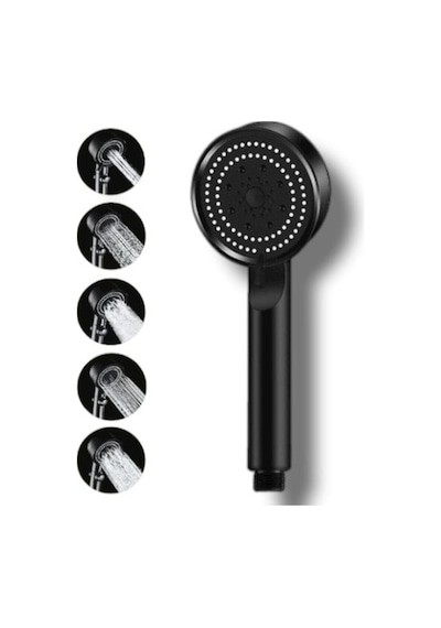 Turbo Fan 5 Fonksiyonlu Su Tasarruflu Duş Başlığı Turbo El Duşu Siyah Diğer