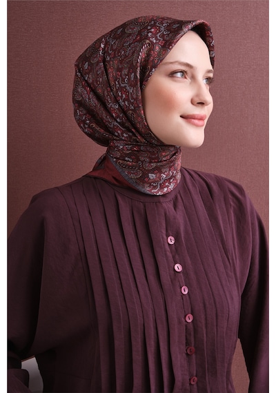 Armine Sura İpek Eşarp 2026-2027 - Sonbahar Kış-asm9609 Bordo