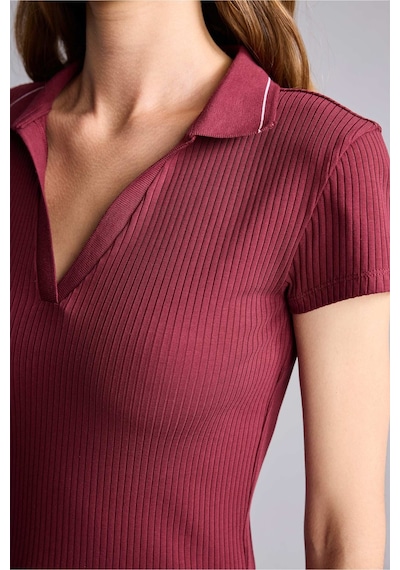 Defacto Slım Fıt Kaçık Yaka Basic Fitilli Kısa Kollu Bordo Polo Tişört G8735ax26spbr115 Bordo-br115