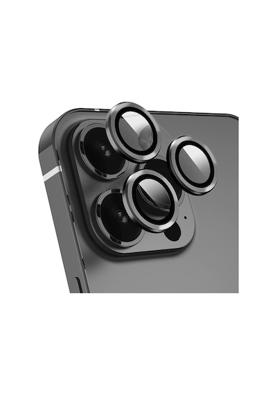 Apple Uyumlu iPhone 13 Pro Max Kamera Camı Lens Koruyucu Halka Set Siyah