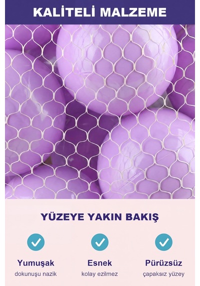 Lila Havuz Topu 100 Adet Yumuşak Oyun Havuzu Topları, Filede 1+ Yaş