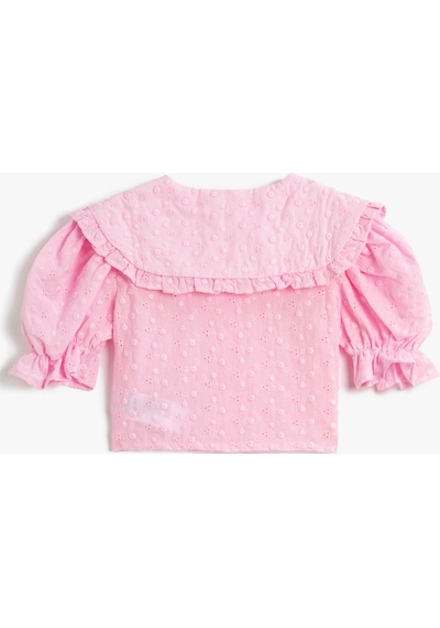 Koton Gömlek Crop Geniş Bebe Yaka Kısa Balon Kollu Pamuklu Pembe 3skg60015aw 3SKG60015AW274 Pembe Koton Gömlek Crop Geniş Bebe Yaka Kısa Balon Kollu Pamuklu Pembe 3skg60015aw 3SKG60015AW274 Pembe