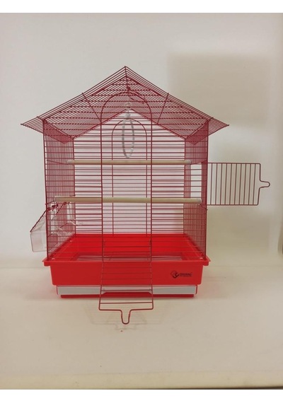Dayang İki Kapılı Çatılı Kuş Kafesi 35x28x46 Kırmızı