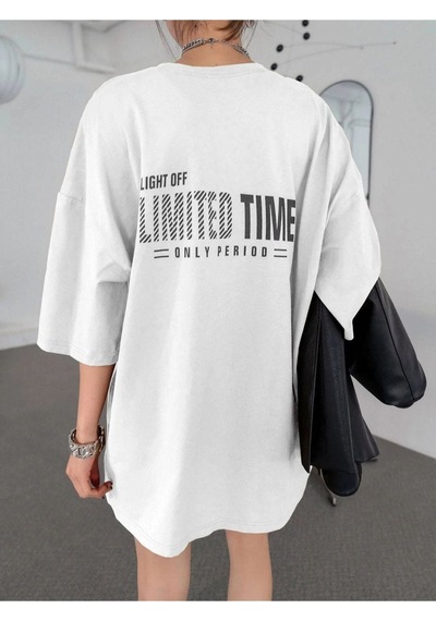 Unisex Limited Time Baskılı Oversize T-shirt 001
