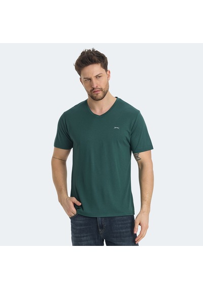 Slazenger KRAKKER Erkek V Yaka Yeşil Tişört