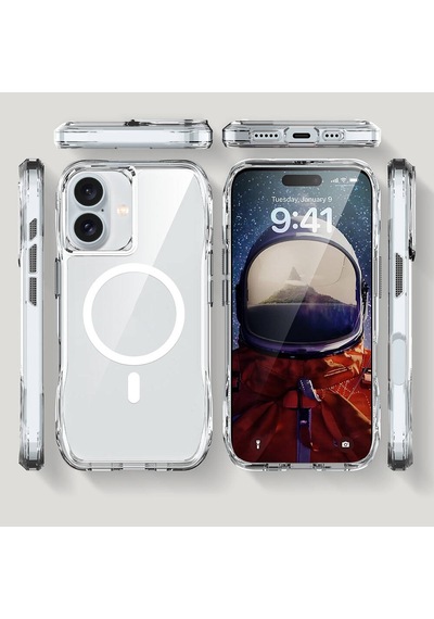 Apple Uyumlu iPhone 16 Plus Kılıf Zore M-safe Şarj Özellikli T-max M-safe Kapak Seffaf