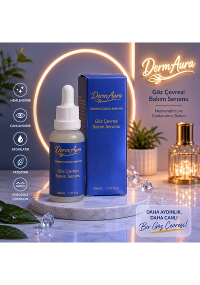 Dermaura Göz Çevresi Serumu 30 Ml Nemlendirici Kafein Ve Hyaluronik Asit Içeren Göz Altı Bakım Serumu