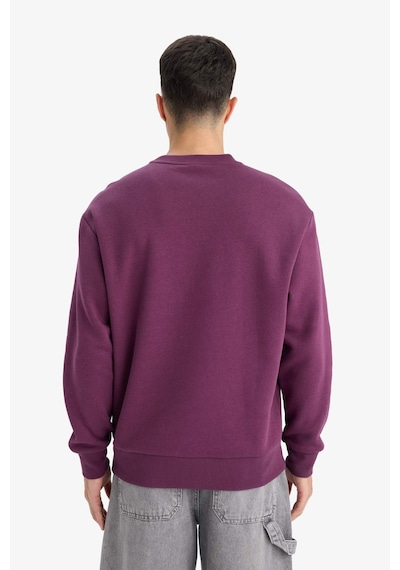 Defacto Relax Fit Bisiklet Yaka Kalın İçi Yumuşak Tüylü Basic Düz Sweatshirt T5139az25aupr79 Mor