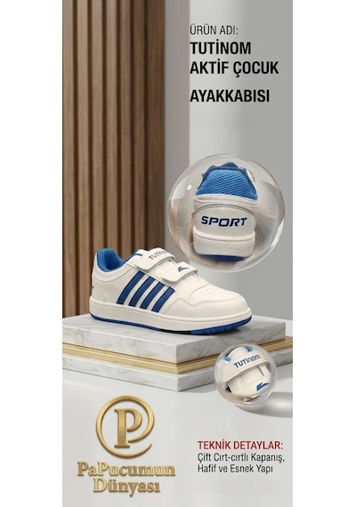 Papucumun Dünyası Tutinom Unisex Çocuk Spor Ayakkabı Kız Ve Erkek Beyaz Mavi Papucumun Dünyası Tutinom Unisex Çocuk Spor Ayakkabı Kız Ve Erkek Beyaz Mavi