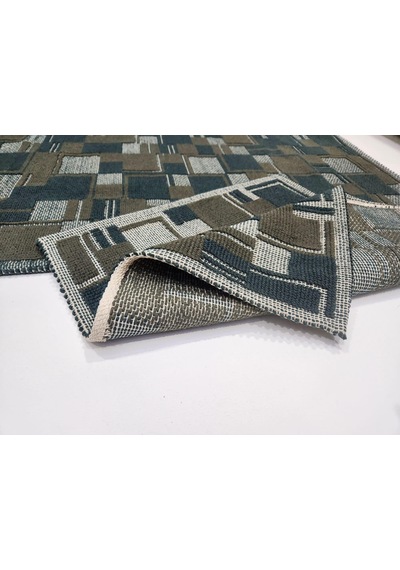 Banyo Paspası 2'li Set Blunity Plaid Haki Çok Renkli