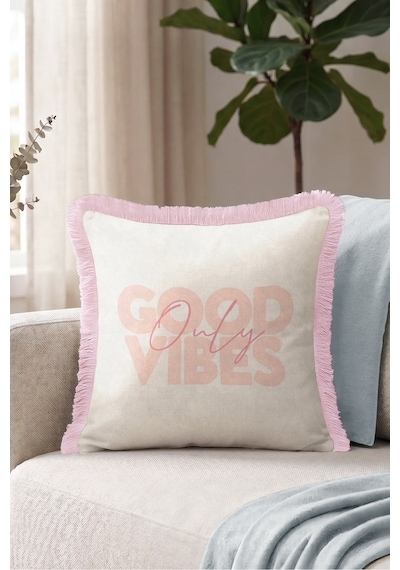 Tipografi Good Vibes Zarif Saçaklı Yastık Kılıfı-romantik Yazılı Boho Pembe Püsküllü Kırlent Kılıfı Buzlu Düş Mira Tipografi Good Vibes Zarif Saçaklı Yastık Kılıfı-romantik Yazılı Boho Pembe Püsküllü Kırlent Kılıfı Buzlu Düş Mira