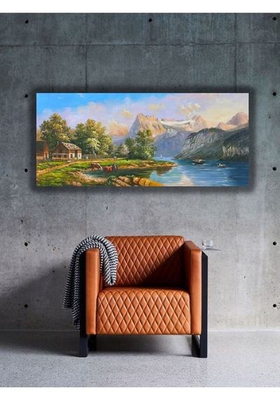 Yağlı Boya Tablo %100 El Yapımı 104cmx56cm Manzara Doğa