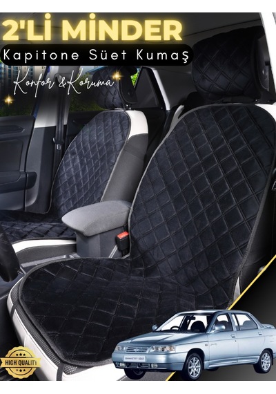 Lada Vega Uyumlu 2'li Süet Oto Koltuk Minderi Terletmez Universal Su Geçirmez A2 Siyah