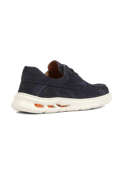Erkek Lacivert Bağcıklı Kalın Tabanlı Nubuk Deri Sneaker