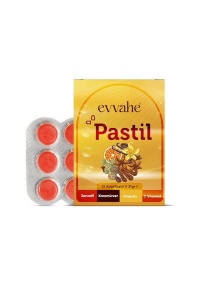 Pastil 12 Adet Zencefil, Karamürver, Propolis, C Vitamini İçeren Pastil Takviye Edici Gıda