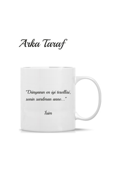 Annelere Özel Baskılı Kupa Kişiye Özel Beyaz