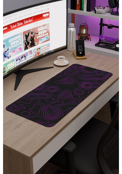 Topography Kaymaz Dikişli Kauçuk Oyuncu Mousepad V4 - 70x30 Xl Gaming Mouse Pad Fare Altlığı
