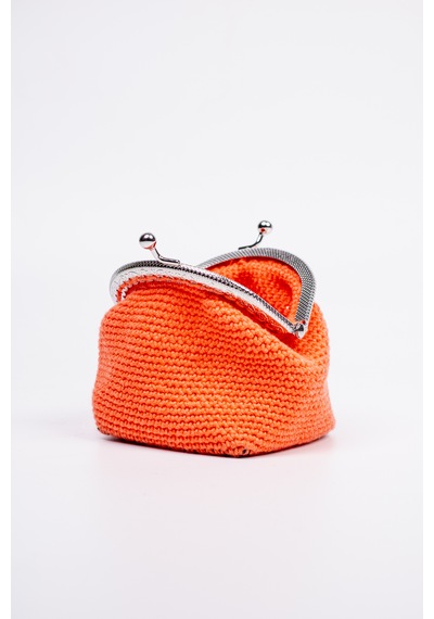 Fabric Craft Bag Bozuk Para Cüzdanı Merserize Pamuk Klipsli Örgü Turuncu