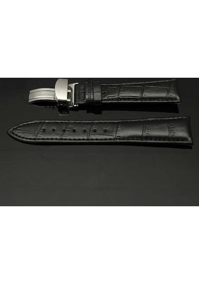 Bizon Deri Saat Kayışı 22Mm Spor Siyah Klipsli Saat Kordonu (305759555)